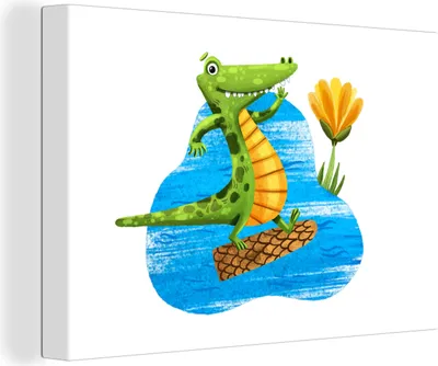 Produktbild von OneMillionCanvasses® - Leinwandbilder - 140x90 cm, Krokodil - Wasser - Dschungel, Wandbilder Kunstdruck Wanddekoration
