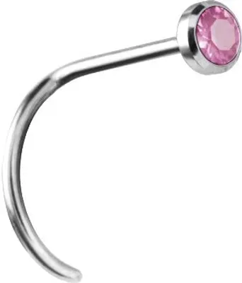Produktbild von Karisma Nasenpiercing Titan G23 Mit Kristall Elements 0,8mm Nasenstecker - Rosa