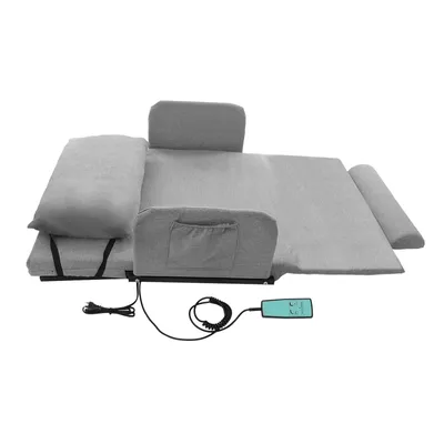 Image de Lit électrique réglable avec dossier, lit avec dossier pour personnes âgées, capacité 300 kg, GRIS CLAIR