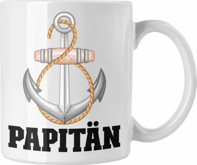 Produktbild von Trendation - Papitän Tasse Geschenk Vater Kapitän Geschenkidee zum Vatertag Papa Boot (Weiß)