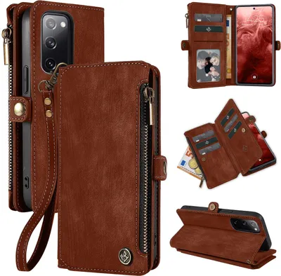 Produktbild von Handy Hülle für Samsung Galaxy S20 FE Geldbeutel Geldbörse RFID Schutz Klapphülle Cover Schutzhülle Wallet Farbe: Dunkelbraun