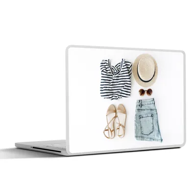 Produktbild von MuchoWow® Laptop Aufkleber Sticker Cover Tropical - Kleidung - Hut 32.5x23.5 cm - Sticker für Laptop - Selbstklebend