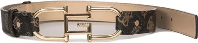 Produktbild von Guess Damen Gürtel aus Leder, Braun, 2,5 cm breit, mit Logo-Muster und goldfarbenem Metalllogo