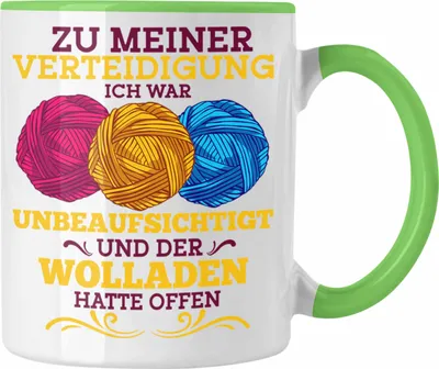 Produktbild von Trendation - Lustige Strick Häkel-Tasse  Geschenk Stricken Häkeln Spruch Oma Rentner (Grün)