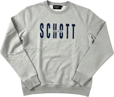Productafbeelding van Grijze katoenen sweater met opdruk voor heren, merk Schott S