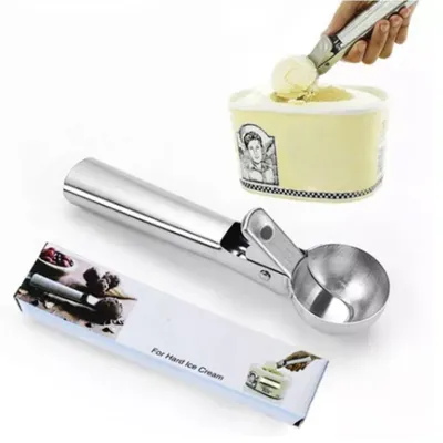Image de Cuillère à glace en acier inoxydable, cuillère à biscuits multifonctionnelle, cuillère à glace manuelle et portable pour la maison, l'hôtel et le restaurant