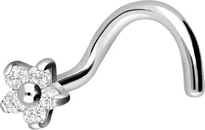 Produktbild von Nasenpiercing, Nasenstecker Chirurgenstahl Nasenstecker Spirale KRISTALLBLUME