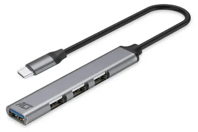 Obrázek produktu pro ACT AC6425, USB 3.2 Gen 1 (3.1 Gen 1) Type-C, USB 2.0, USB 3.2 Gen 1 (3.1 Gen 1) Type-A, 5000 Mbit/s, Šedá, Hliník, 0,18 m
