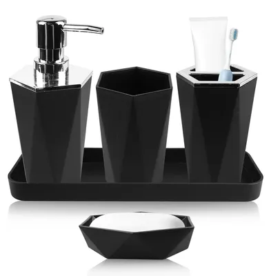 Imagen del producto de Juego de 5 accesorios para baño, fabricados con plástico de alta calidad