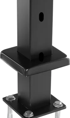 Image de SucceBuy Poteau de garde-corps pour câbles en acier inoxydable, 91,4x5,1x5,1 cm, construction en acier avec trous coudés à 30°, 10 trous pré-percés, poteau de garde-corps avec support courbé, lot de 1, noir