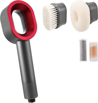 Produktbild von Filtersonic 3-in-1 Duschkopf: Hochdruck-Handbrause mit 2 Reinigungsbürsten und Geruchsneutralisation. Entfernt Kalk, Chlorrückstände und Bakterien