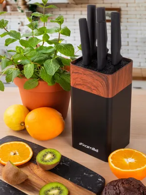 Image de Couteaux En Bloc Set De Couteaux De Cuisine Complet 5 Couteaux + Support Camomille