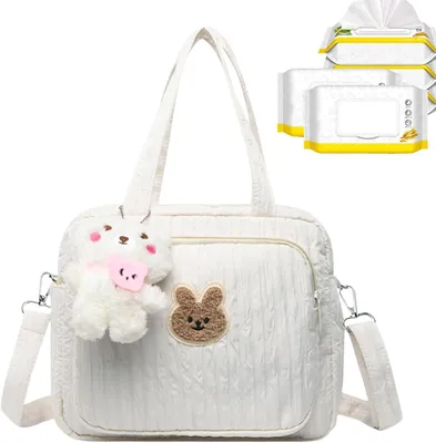 Obrázek produktu pro Těhotenská taška – multifunkční přebalovací taška s nastavitelným ramenním popruhem – bílá – 24 x 20 x 14 cm – unisex