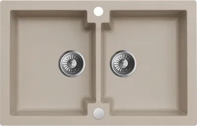 Produktbild von Granitspüle - Spülbecken - Küchenspüle - 79 x 50 cm - Beige - 2 Kammern - Einbauspüle - Kratzfest und Platzsparend - mit Siphon - Mojito 160