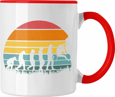 Produktbild von Trendation - Klettern Bergsteigen Geschenk Tasse Boulder Geschenkidee Berge Evolution (Rot)