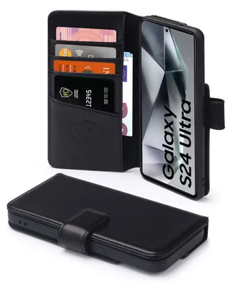 Productafbeelding van MobyDefend Hoesje - Geschikt voor Samsung Galaxy S24 Ultra  - Luxe Leren  Wallet Bookcase - Zwart