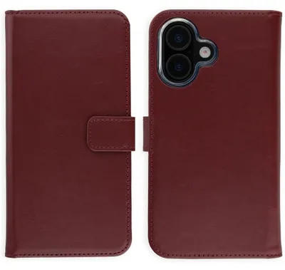 Imagen del producto de Funda de Cuero Auténtico tipo Libro para Apple iPhone 17 - Burgundy, Imagen generada por IA