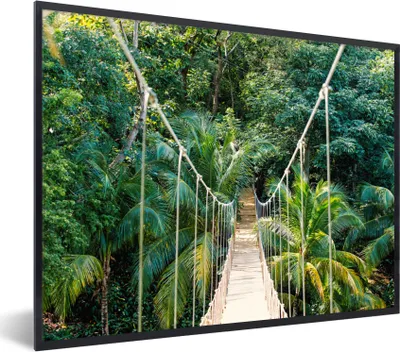 Produktbild von MuchoWow® Gerahmtes Poster Dschungel - Palme - Brücke - Natur - Pflanzen 40x30 cm - Poster mit Schwarzem Bilderrahmen Wandposter Rahmen Foto Bilder - Kunstposter - Wanddekorationen