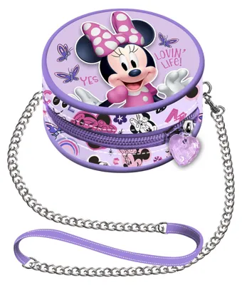 Productafbeelding van Disney Minnie Mouse Vlinders-minironde tas, paars, 9 x 9 cm