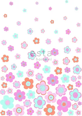 Immagine prodotto di ESTAhome fotomurale fiori retrò vintage turchese, rosa e viola 200 x 279 cm