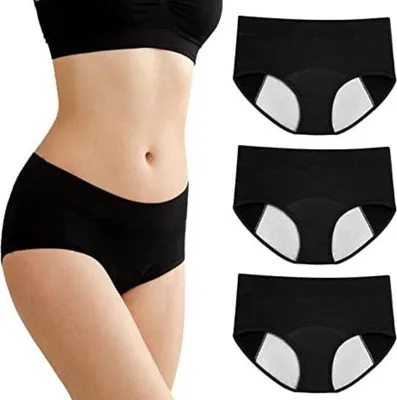 Produktbild von Waschbare Damenbinden - Waschbare Einlagen - Menstruationsunterwäsche - Größe L - 3 Stück - Schwarz