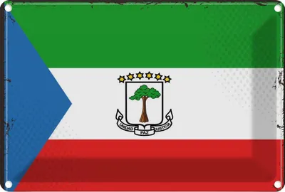 Produktbild von vianmo Blechschild 20x30 cm Äquatorialguineas Flagge Fahne Wappen