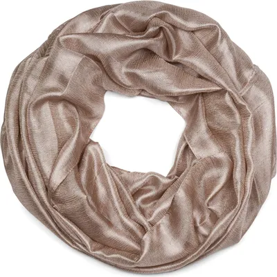 Produktbild von styleBREAKER Damen Loop Schal leicht und seidig mit Glitzer in Unifarben, Schlauchschal, Tuch 01016214