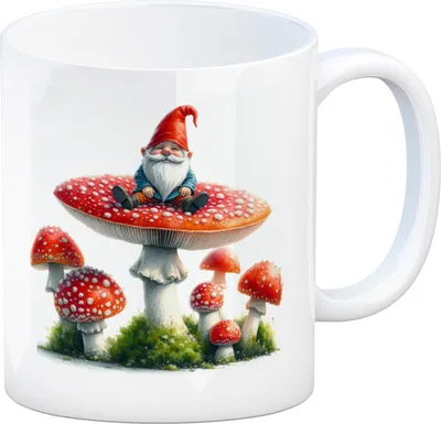Produktbild von Gartenzwerg auf einem Fliegenpilz Kaffeebecher