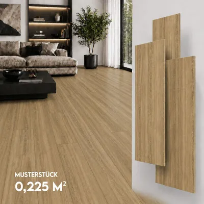 Produktbild von SPC Vinylboden 5mm Klick Vinyl wasserfest Holzoptik Bodenbelag mit Trittschalldämmung für Küche Bad Wohnzimmer