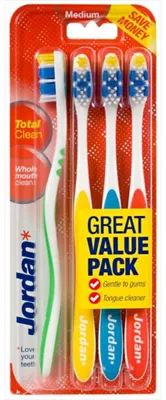 Productafbeelding van Jordan Tandenborstel TotalClean Medium 4-pack (4 stuks)