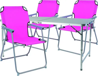 Produktbild von 4-teiliges Campingmöbel Set Alu 120x60x58/70cm Pink