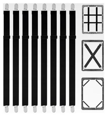Produktbild von 8 Stück verstellbare Bettlakenspanner, 50–250 cm elastische Bettlakenspanner mit Metallclip, Spanngurte für Bettwäsche, Bettlaken, Matratze, Bügelbrett oder Sofa