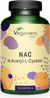Image de Vegavero NAC | 180 gélules | 600 mg de N-acétyl-L-cystéine par gélule | de fermentation | végétalien