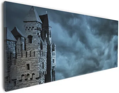 Produktbild von Wallario Premium Leinwandbild Altes Geisterschloss in Größe 30 x 75 cm