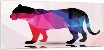 Produktbild von Bilder auf glas - Tiger Illustration modern Grafik - 100x40cm - Glasbilder - Wandbilder - Kunstdruck - zum Aufhängen bereit - Wanddekoration aus Glas - Glas Bilder - Wandbild auf Glas - GAB100x40-2808