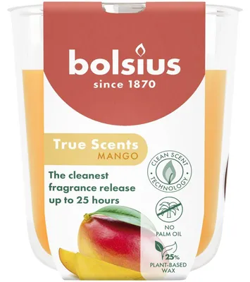 Imagen del producto de Vela perfumada Bolsius True Scents, aroma a mango, 8 cm, en vaso