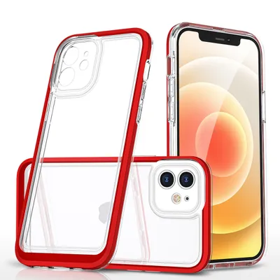 Obrázek produktu pro Průhledné pouzdro Etui Cover Case s rámečkem pro Iphone 12 Red