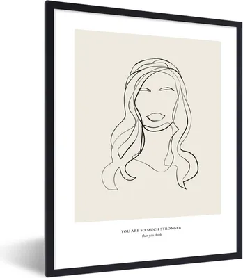 Produktbild von MuchoWow® Gerahmtes Poster Frauen - Zitate - Strichzeichnungen - Text 60x80 cm - Poster mit Schwarzem Bilderrahmen Wandposter Rahmen Foto Bilder - Premium - Wanddeko Wohnzimmer