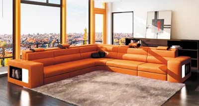Image de Design XXL Big Ecken Polster Eck Sofa Couch Leder Sofas Garnitur L-Form + Licht