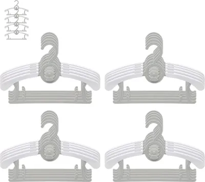 Produktbild von Kinderkleiderbügel Meegroei Set 20 - Stapelbare Bärenhaken Antislip - Baby-Kleiderbügel Kinderkleidung - Baby-Kleiderschrank platzsparend (grau + weiß)
