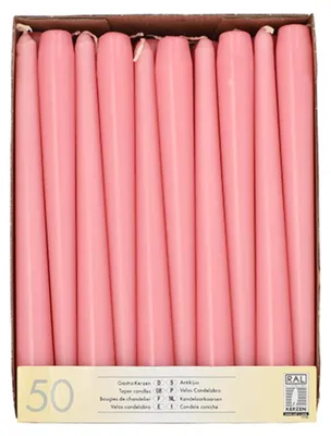 Produktbild von 50 Papstar Leuchterkerzen Ø 2,2 cm, 25 cm rosa 37616 Spitzkerzen Halterkerzen