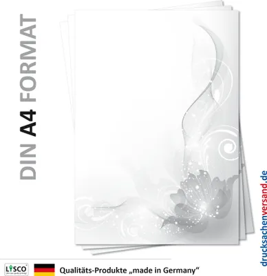 Produktbild von Motiv Briefpapier (MPA-5141, DIN A4, 25 Blatt) graue Blumen Ornamente Muster farbiges Motivpapier