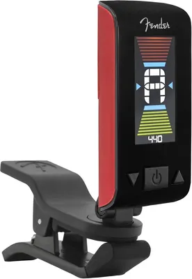 Productafbeelding van Fender originele clip-on tuner, chromatische stemapparaat met helder LCD-display dat 360° zichtbaar is, trillingsgebaseerd voor gitaar, basgitaar en ukelele, zeer nauwkeurig