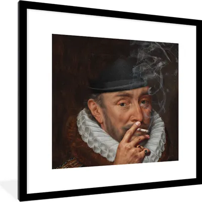 Produktbild von MuchoWow® MuchoWow® Gerahmtes Poster Wilhelm von Oranien - Kunst - Rauchen 40x40 cm - Poster mit zchwarzem Bilderrahmen - Poster - Plakat im Rahmen