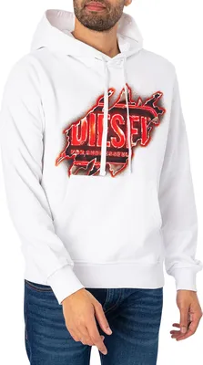 Produktbild von Diesel Ginn Rip Grafik-PulloverHoodie, Weiß S