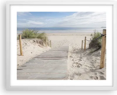 Produktbild von Gerahmtes Poster - Weißer Rahmen - Strand Düne Eintritt - 50x40 cm - Wand Bild - Wanddeko - Wandbilder - Kunstposter - Wandposter - Bilderrahmen - Bilder - Kunstdruck - Wandbild - P2WAA50x40-4188