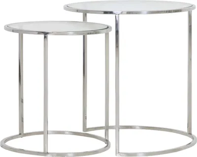 Produktbild von Light & Living Beistelltisch Set von 2 Duarte Nickel + Glas - Ø40x45 cm + Ø50x52 cm