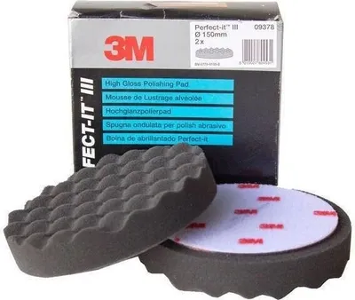 Produktbild von 2x 3M™ Perfect-It™ Hochglanzpolierpad, genoppt, Schwarz, 150 mm, 09378