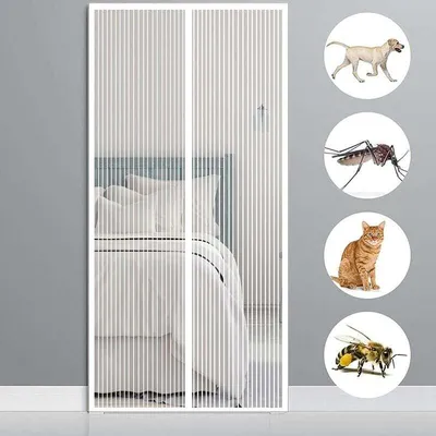 Produktbild von Magnetvorhang für 150 x 220 cm (59 x 87 Zoll) Fliegenvorhang, Tür, Moskitonetz für Flure, Türen für Inneneingangstür/Terrasse, Weiß