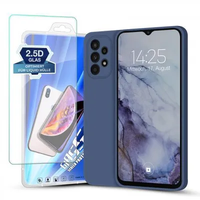 Produktbild von Liquid Silikon Hülle für Samsung Galaxy A23 5G - Farbe: Lavendelblau + 9H Displayglas - Modellkompatibilität: Für Samsung Galaxy A23 5G